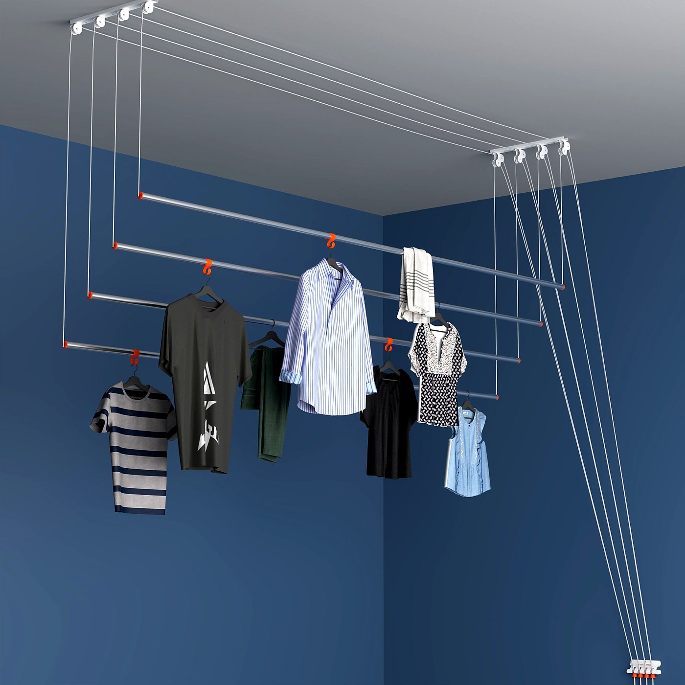Ceiling pull and dry cloth hanger